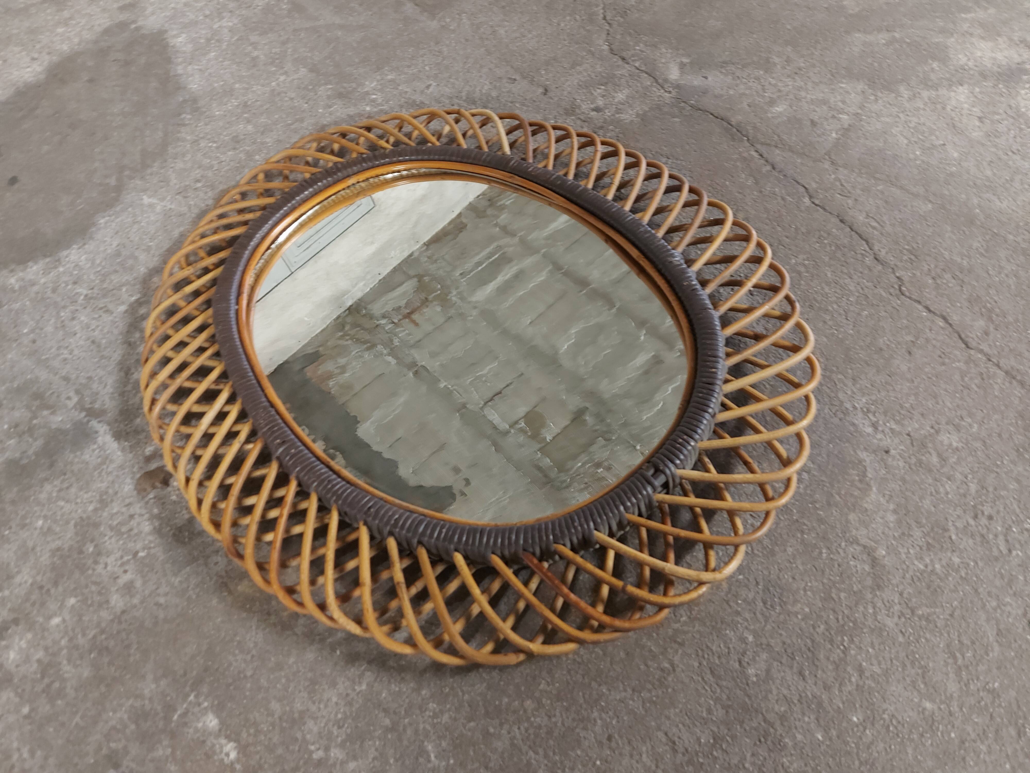 Very large rattan mirror