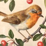 Antique engraving bird in metal frame