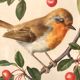 Antique engraving bird in metal frame