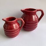 2 petits pots à lait et à crème Onnaing art déco rouge