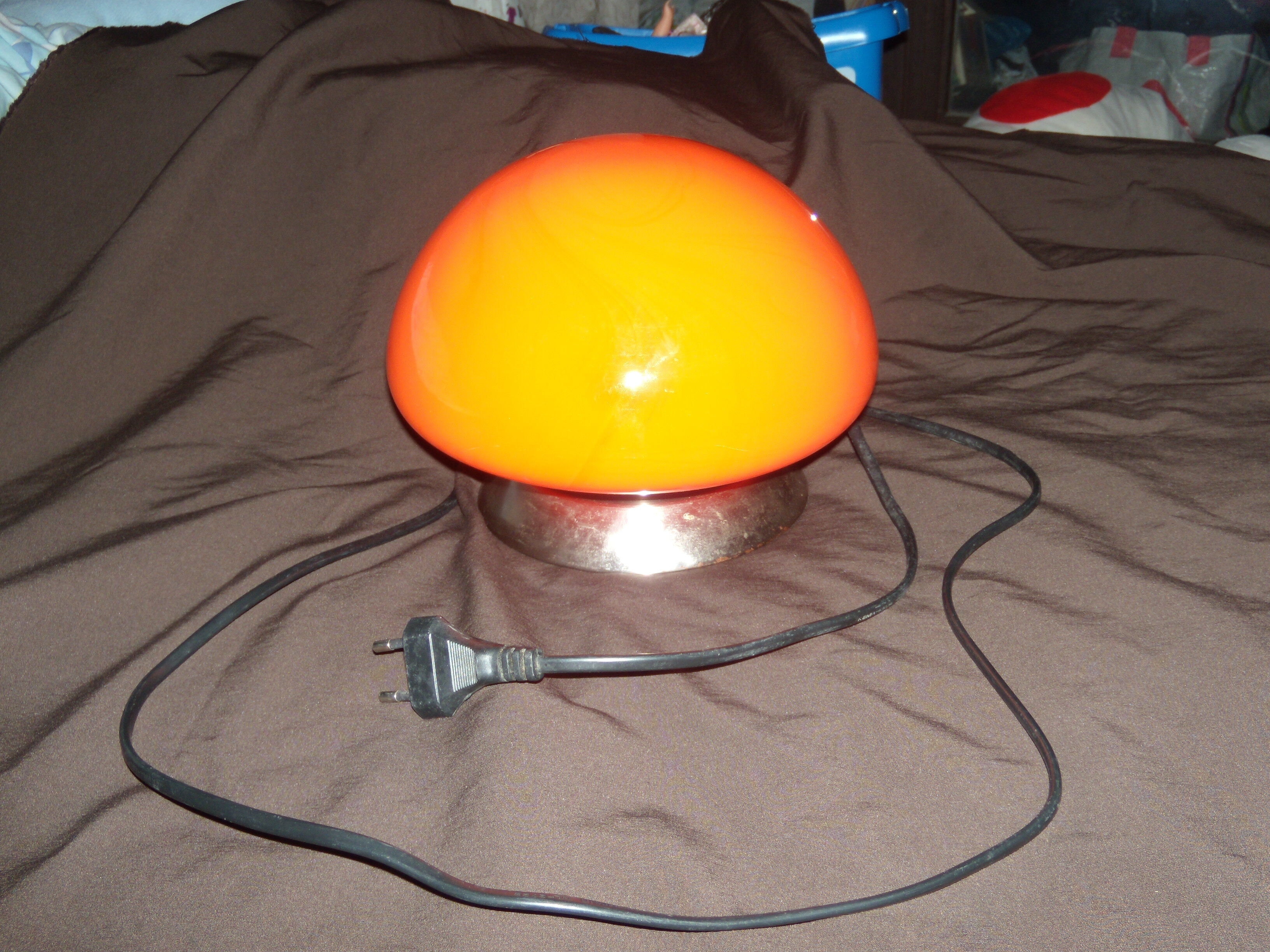 Vintage lamp in the shape of orange mushroom "UFO touch lamp"