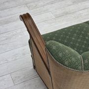 1950s, Danish 3-seater sofa, green/beige furniture wool fabric, oak wood.