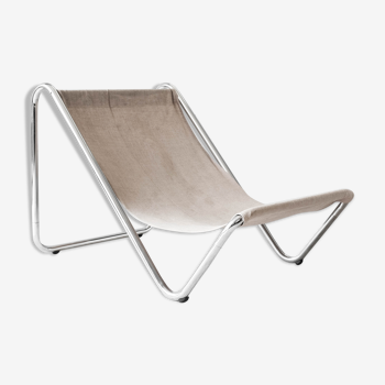 Chair / Lounger - 70s - Bauhaus, metal & linen