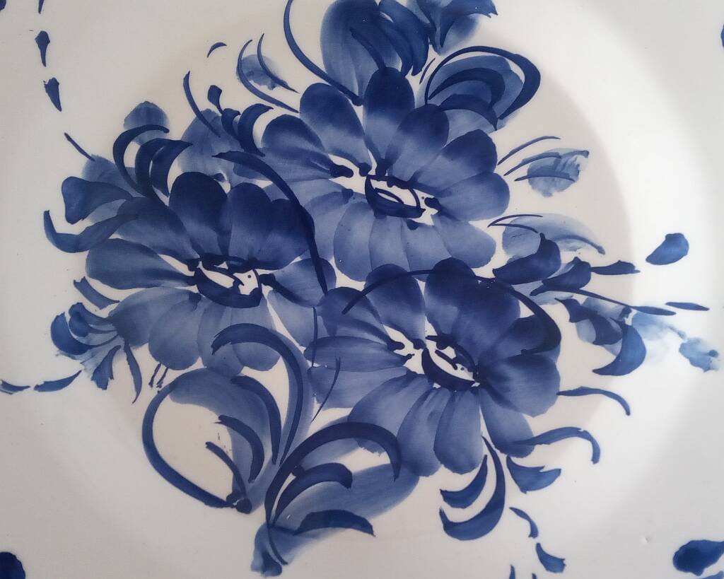 Large Portuguese Ceramic Plate Blue and White