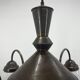 Art deco metal and milk glass chandelier, 1930's