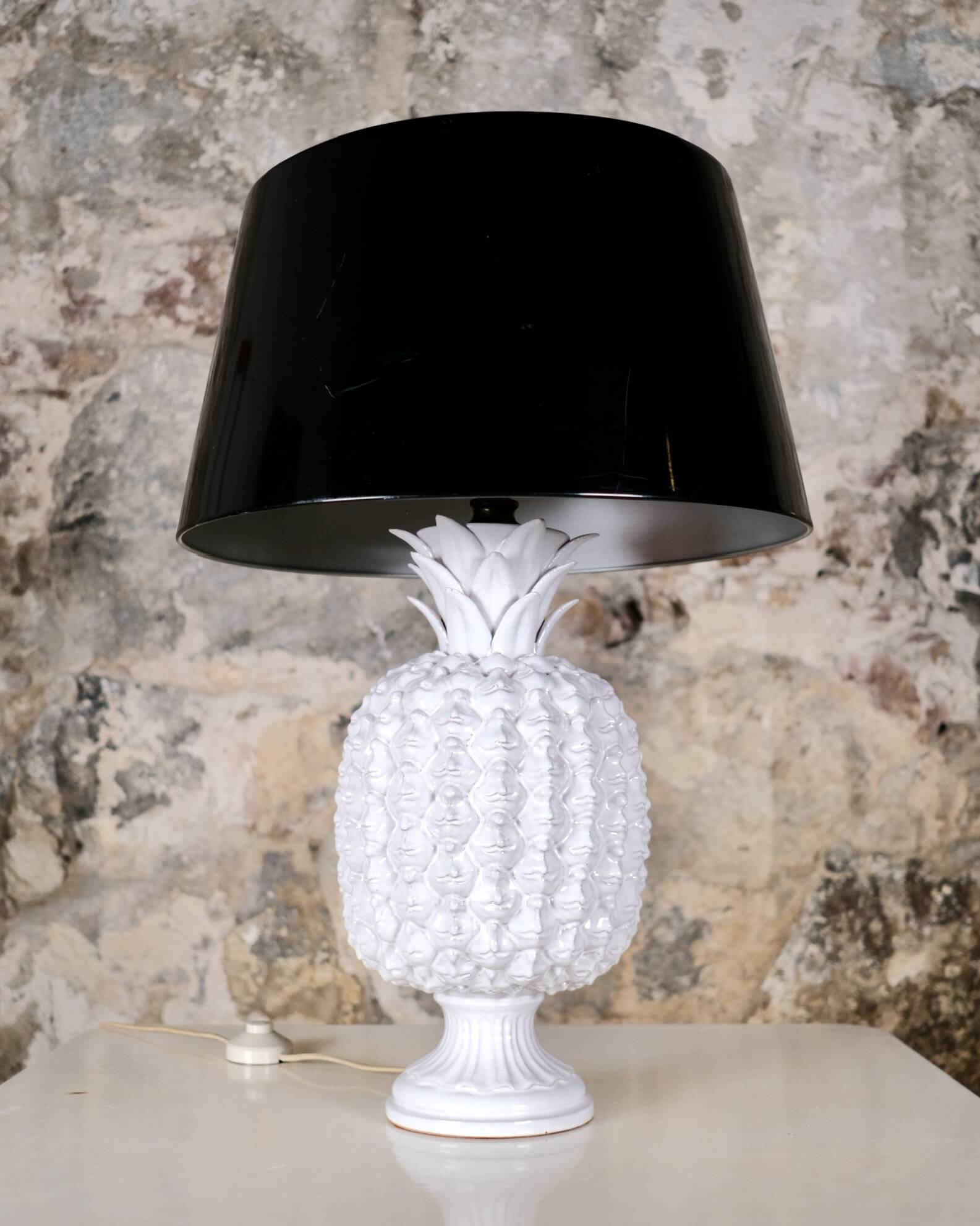 Large ceramic pineapple lamp base, Italy, 1980s