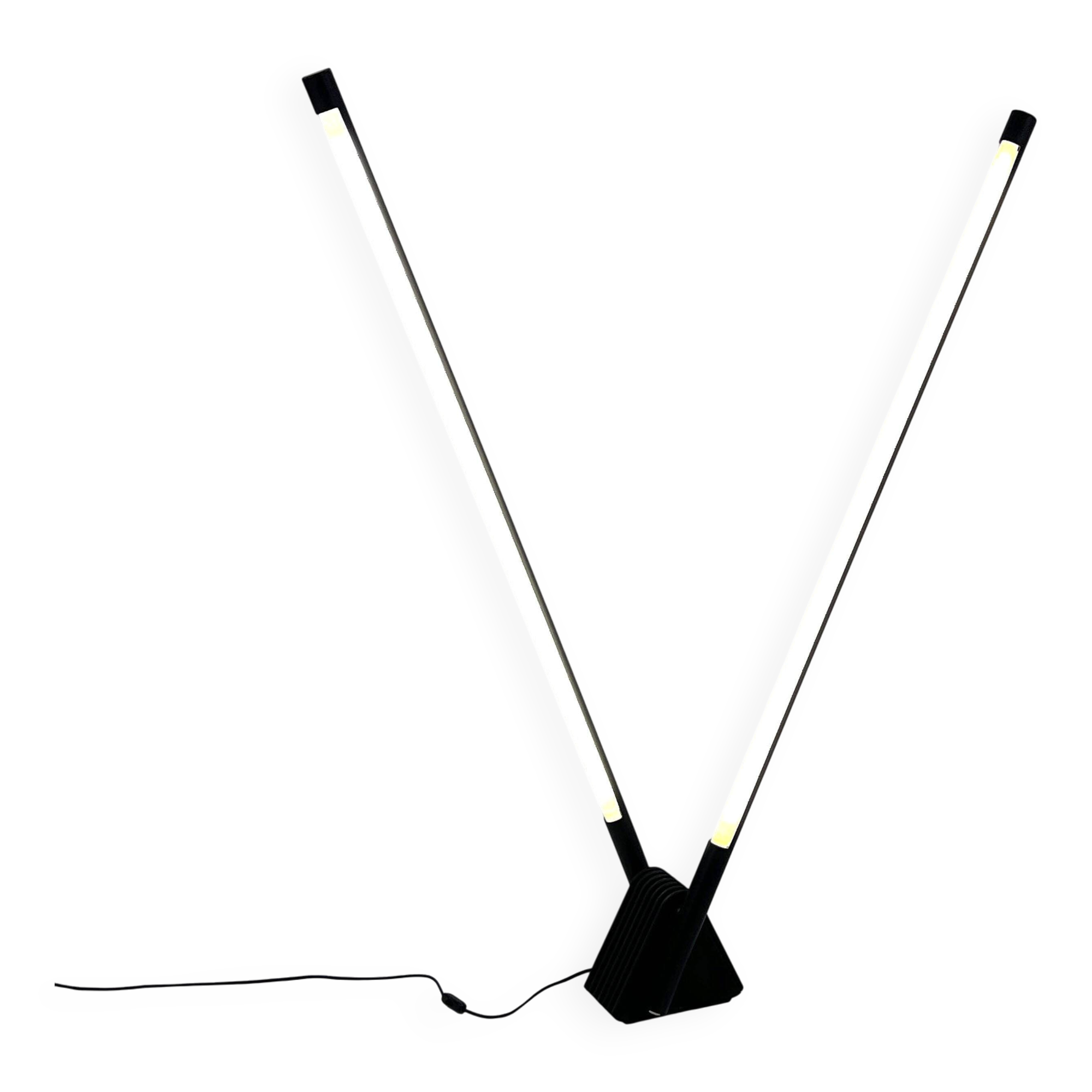 Sistema Flu black floor lamp by Rodolfo Bonetto for Luci Italia, 1980