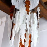 Two-tone waterfall chandelier Poliarte by Albano Poli, Murano, 1970, Italy