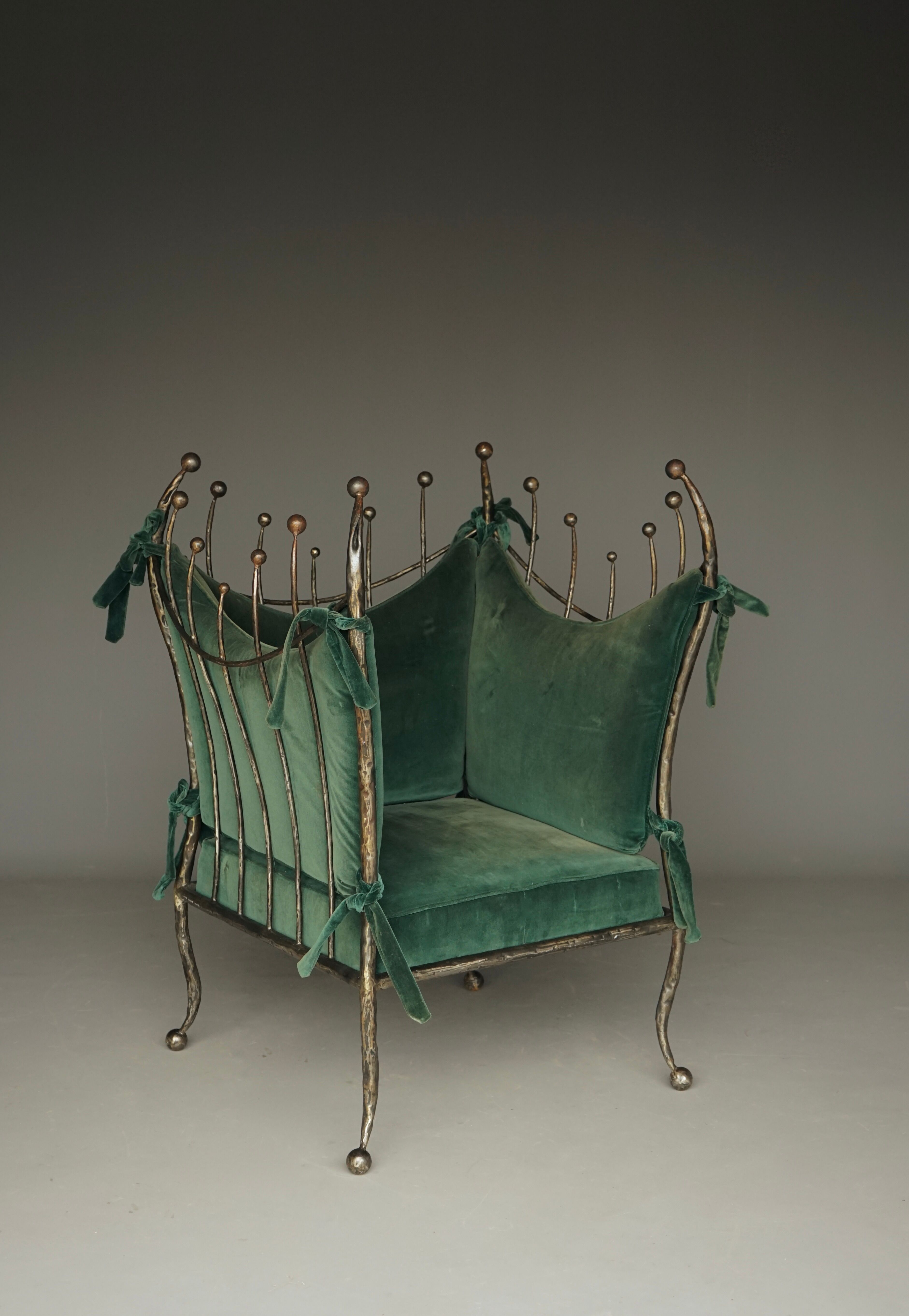 Postmodern Baroque style Armchair and Ottoman, 1980s