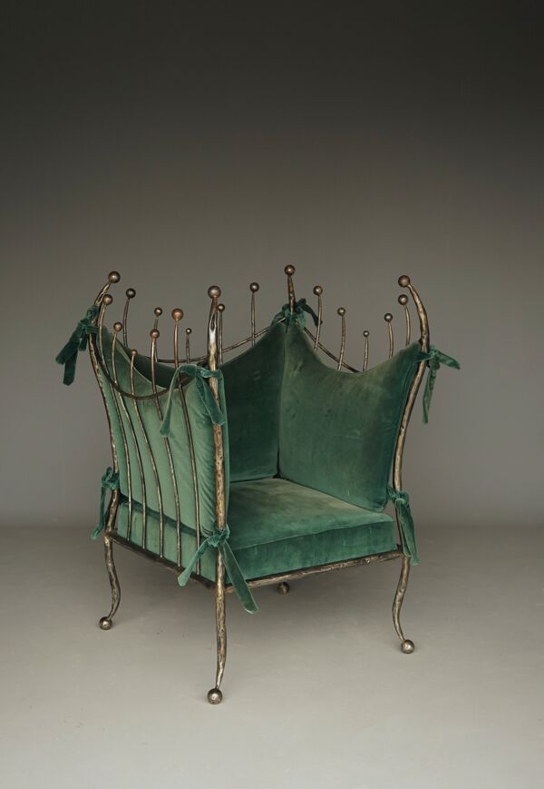 Fauteuil et repose-pieds de style baroque postmoderne, années 1980