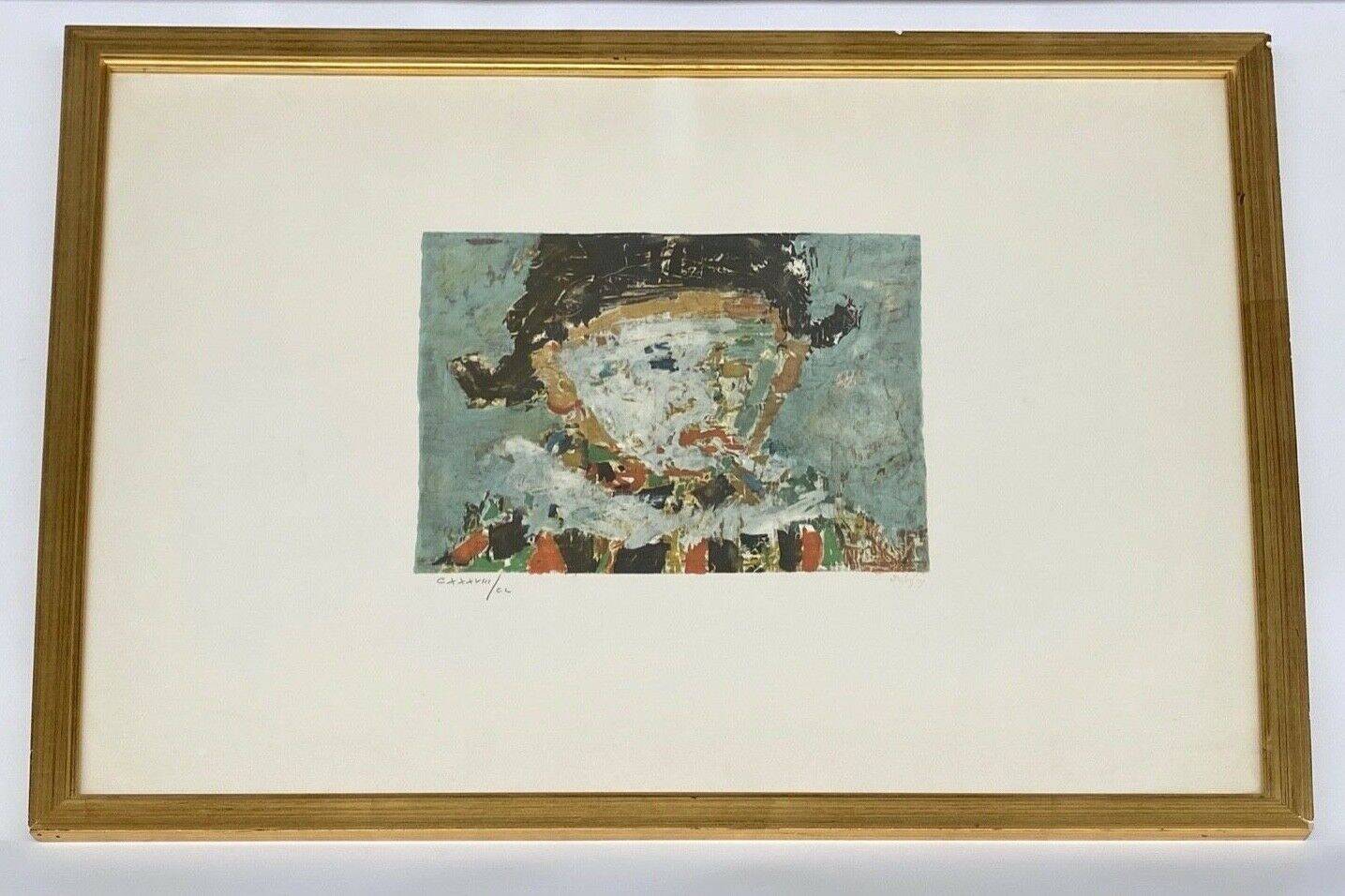 Lithograph countersigned by Jean Pougny Harlequin white mask 20th century
