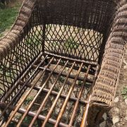 Chaise longue en bambou et rotin avec son matelas