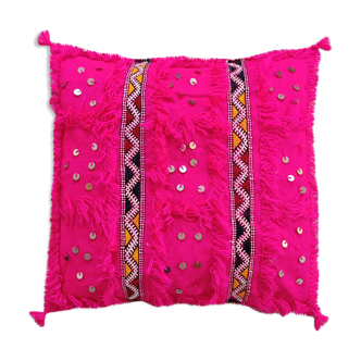 Pink Berber cushion with sequin 50x45cm