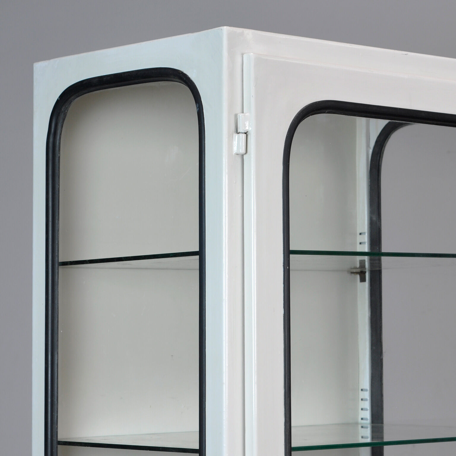 Vitrine vintage avec cinq étagères en verre années 1970