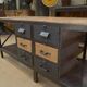 Industrial sideboard from metal and wood factory 1950