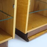 Restored Art Deco Nightstands with Black Glass Tops, 1950s, Set of 2