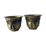 Pair of brass cord pot covers