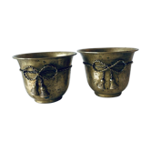Pair of brass cord pot covers