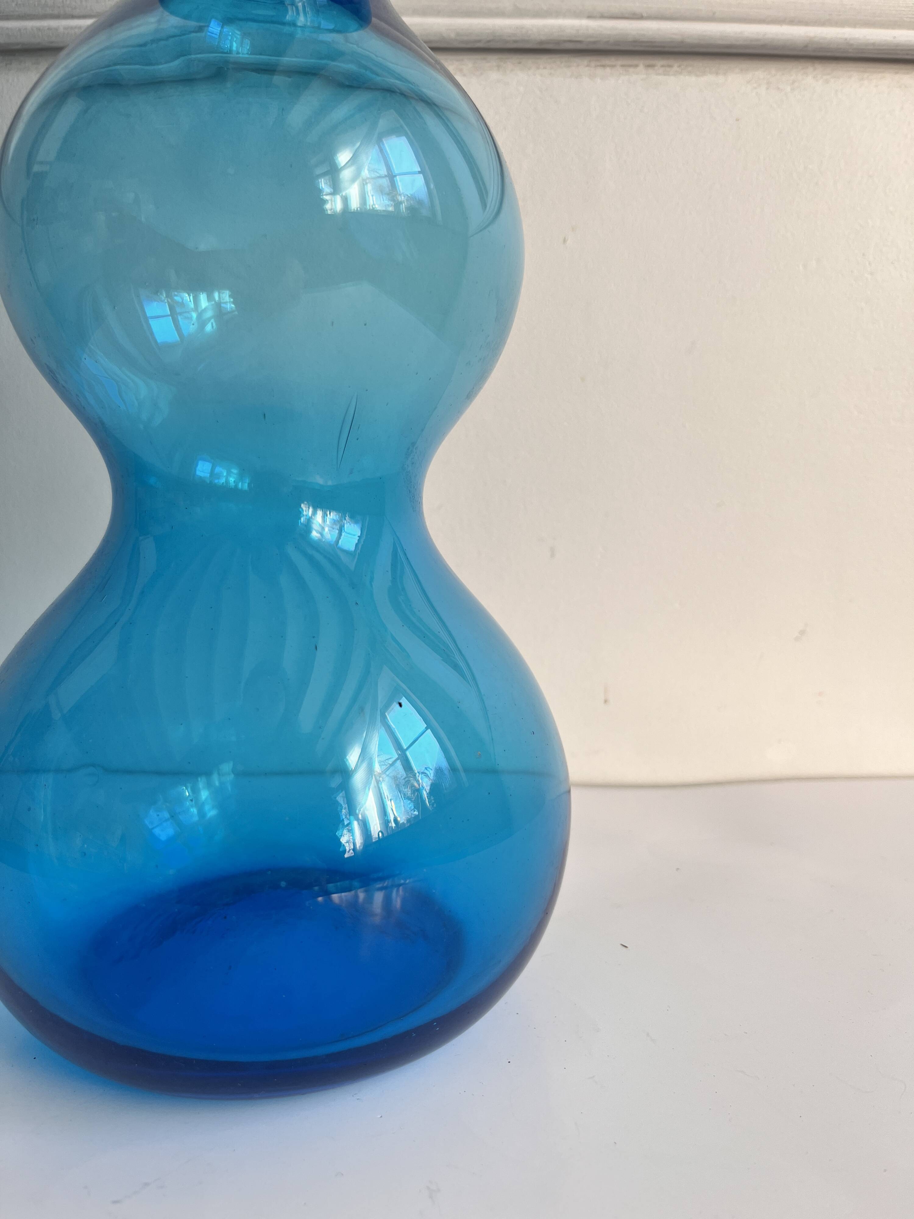 Blue blown glass vase