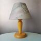Wooden table lamp with fabric lampshade 1980