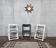 Trio of vintage folding chairs with canning and solid wood