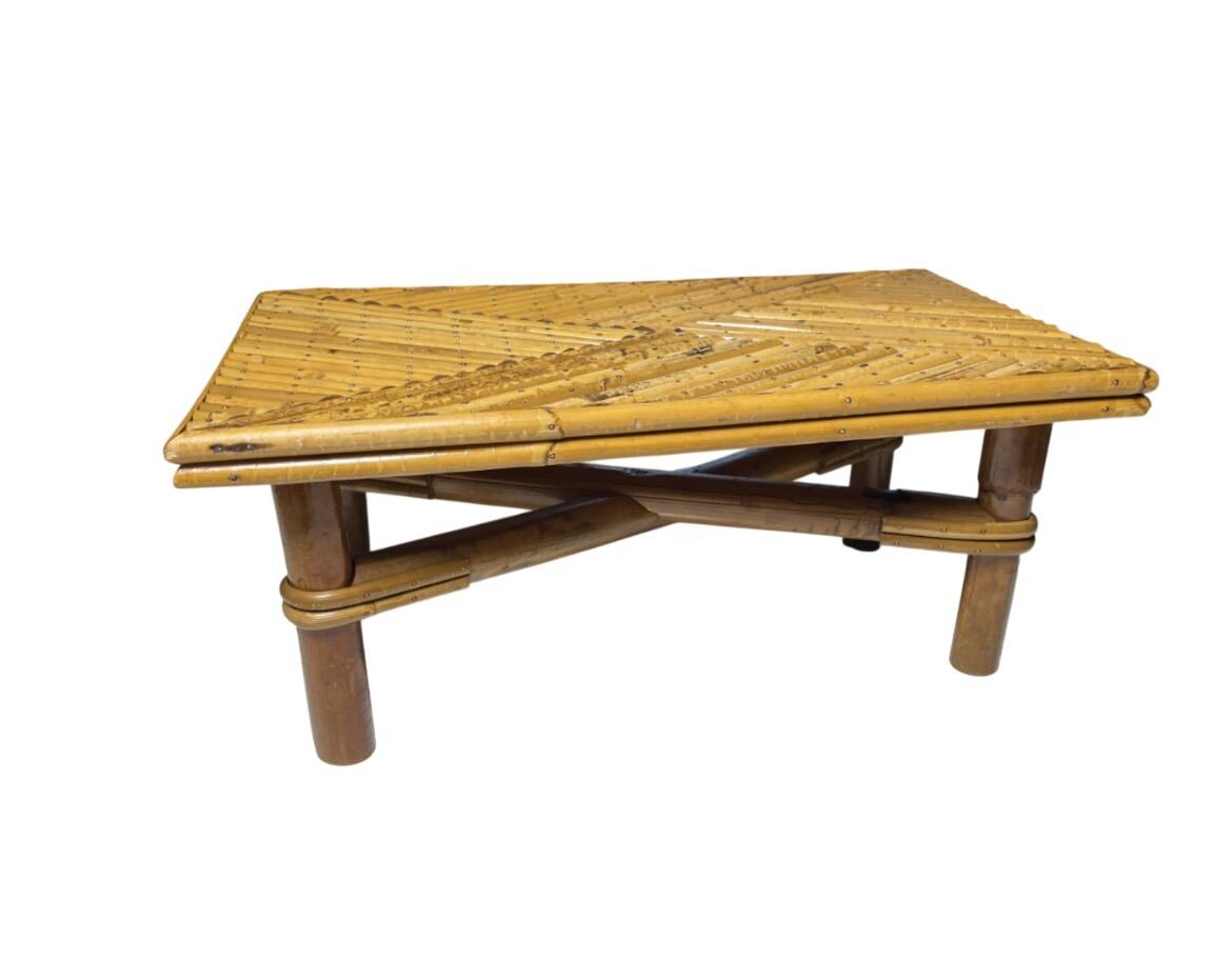 Vintage bamboo and rattan step stool