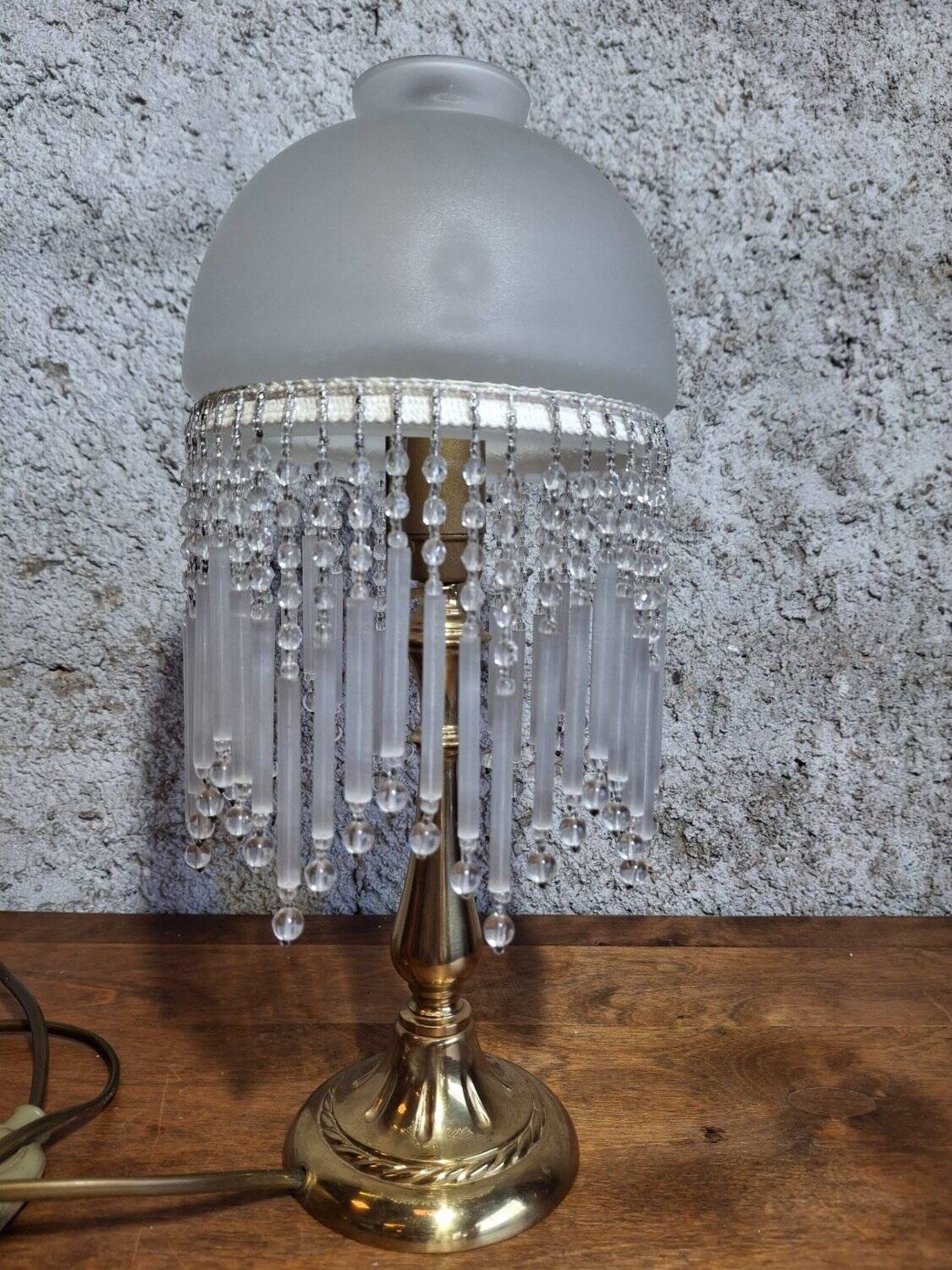 Art Nouveau lamp with blown glass pendants, early 20th century.
