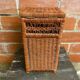 Antique basket, tall wicker woven bread basket, vintage laundry basket