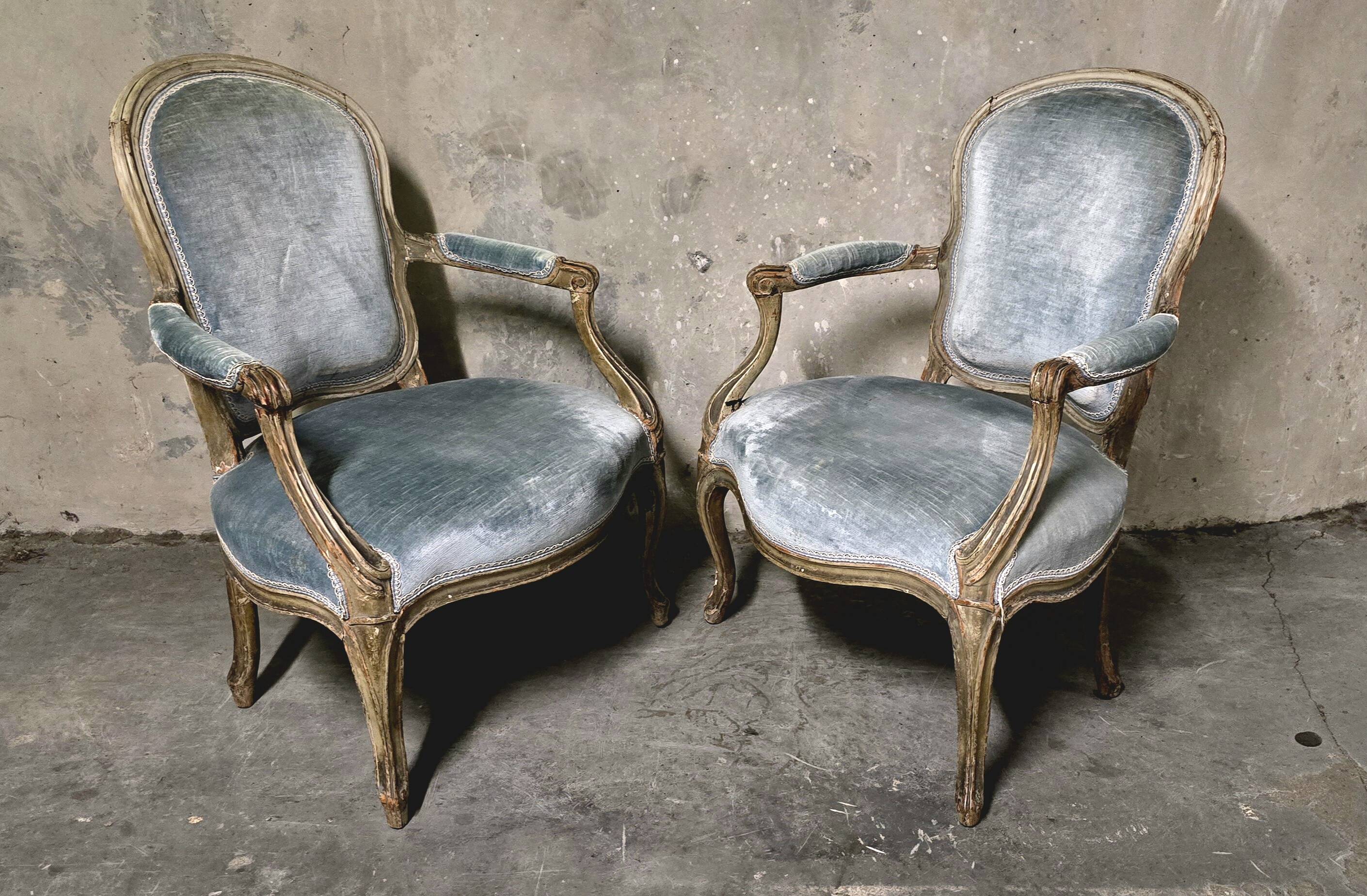 Pair of Louis XV cabriolet armchairs, 18th century