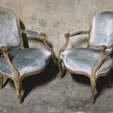 Pair of Louis XV cabriolet armchairs, 18th century