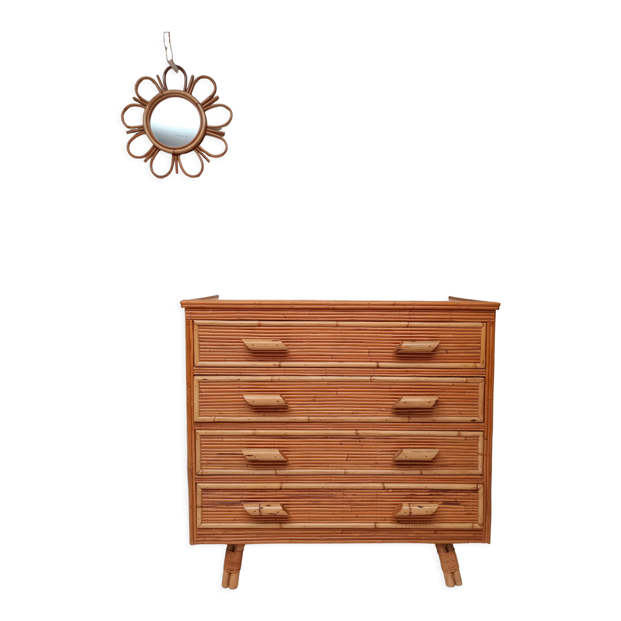 Rattan chest of drawers 60s-70s