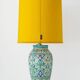 Spanish Moorish ceramic table lamp, new saffron silk shade.