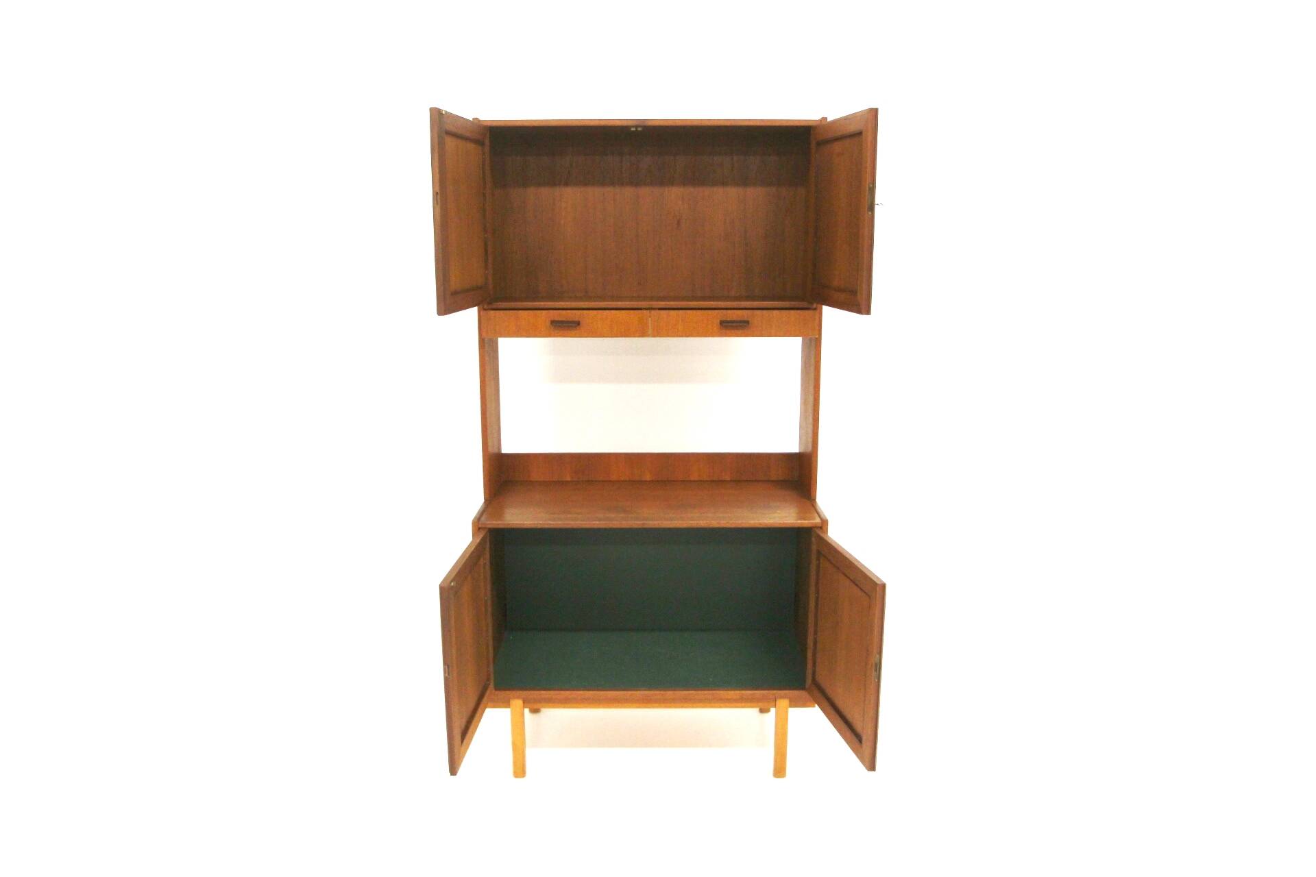 Scandinavian teak and rattan bookcase, Sweden, 1960