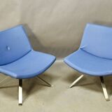 Paire De Fauteuils Design Kesterport Skai Bleu