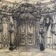 19th century Parisian salon, large original framed drawing