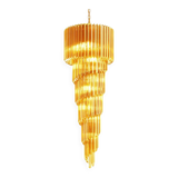 Amber quadriedro murano glass twister chandelier