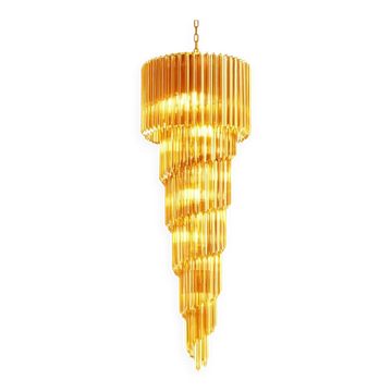 Amber quadriedro murano glass twister chandelier