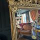Napoleon iii period fireplace mirror in golden wood with putti decor - 19th century