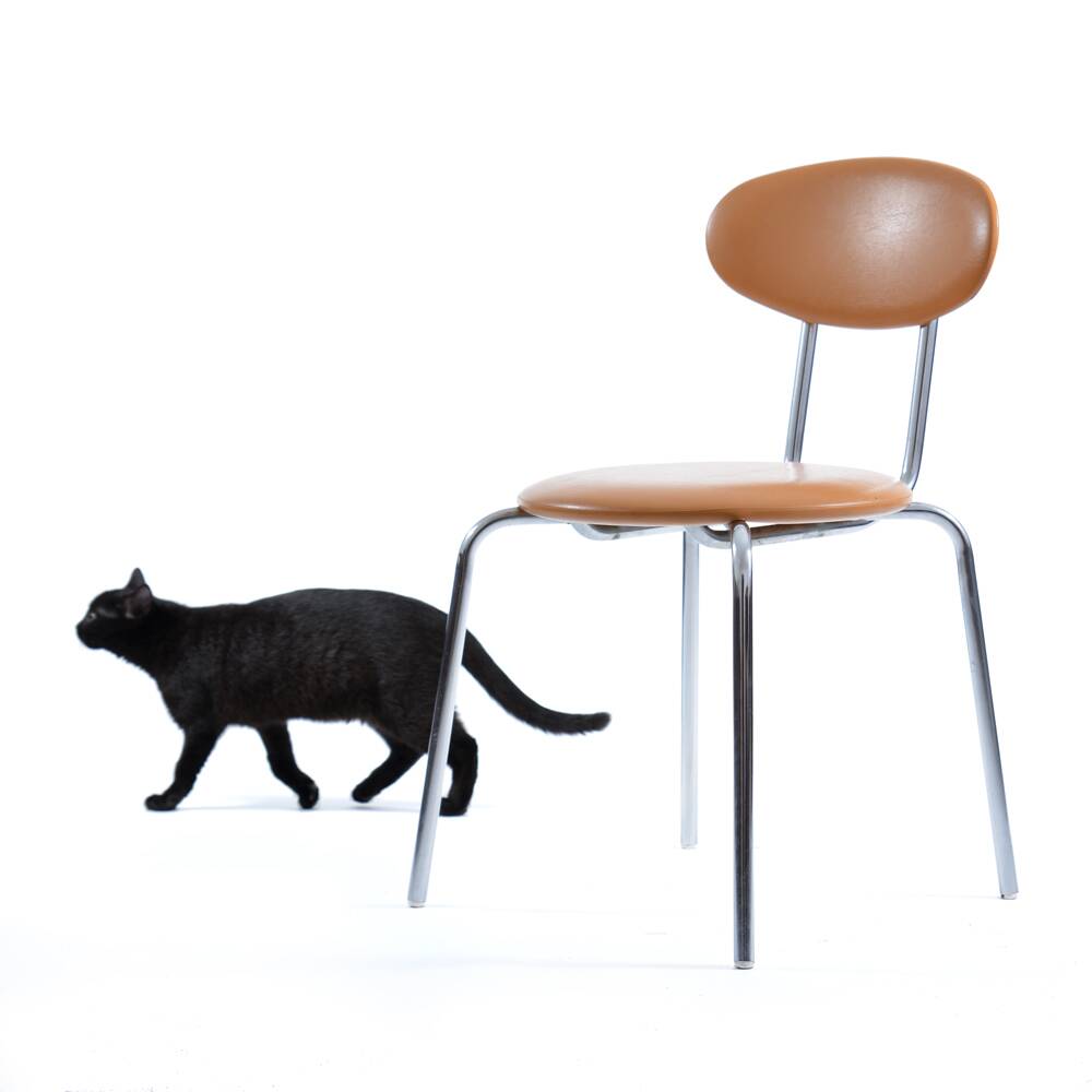 Mid-century hair by Kovona in faux leather and chrome, Czechoslovakia 1970s