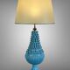 1.05 m pineapple lamp in turquoise ceramic on a gilded wooden base from the 1950s