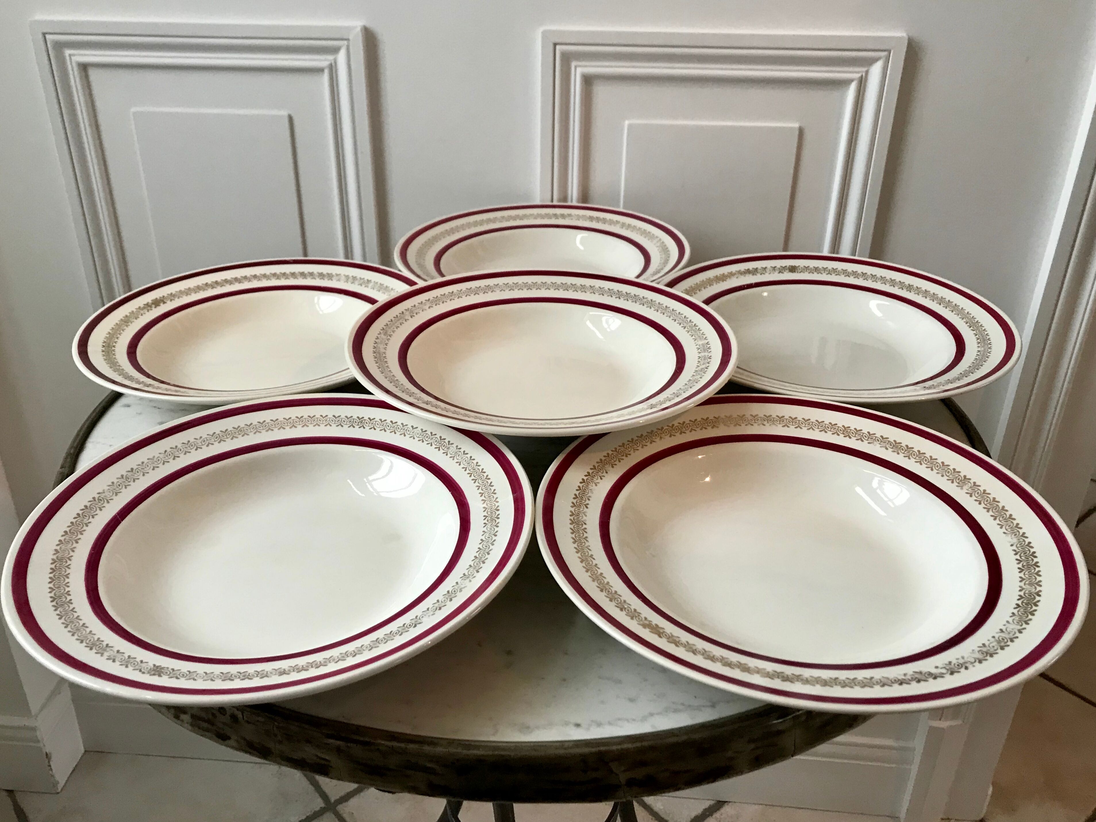 Set of 6 hollow plates Gien 50s