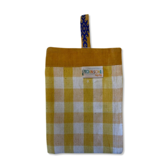Yellow checkered tea towel
