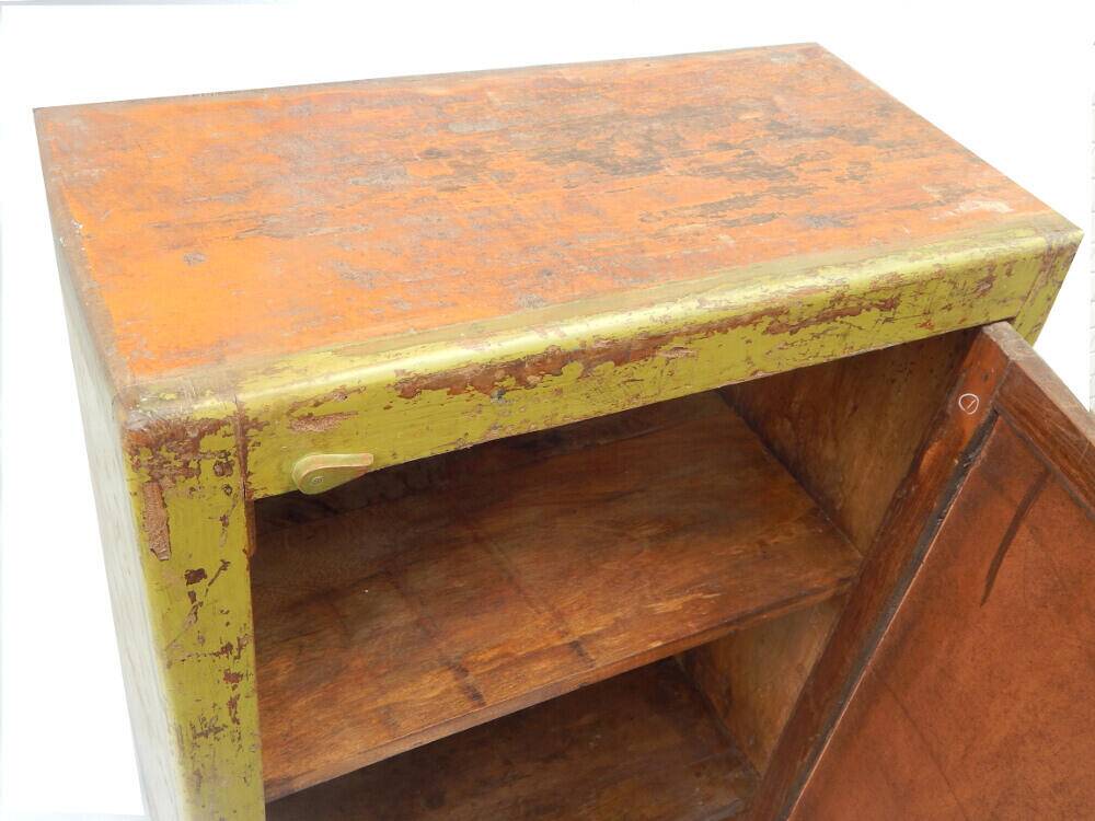 Vintage buffet mirror old art deco teak furniture original green patina