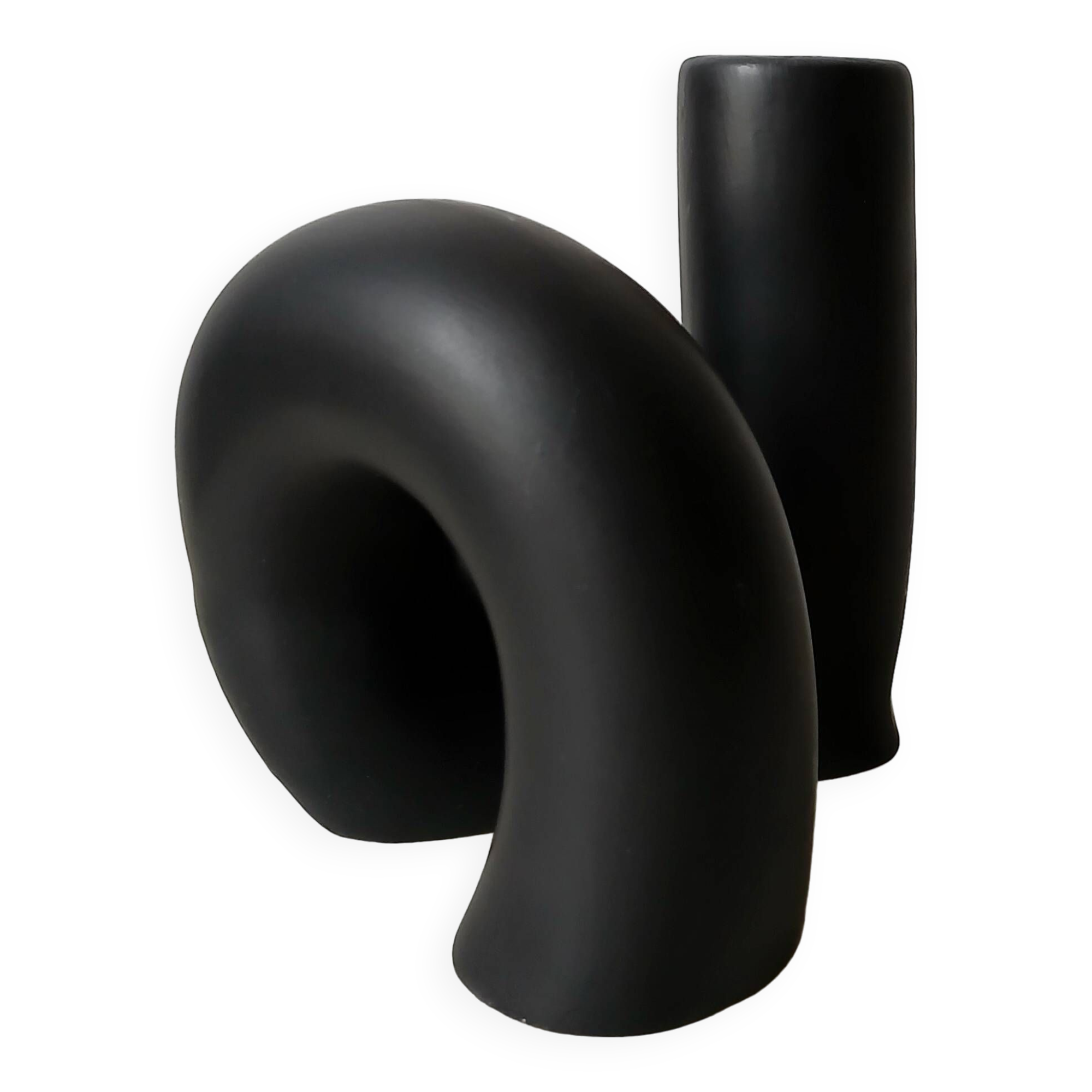 Black ceramic tube candle holder