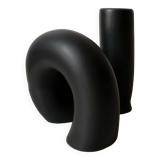 Black ceramic tube candle holder