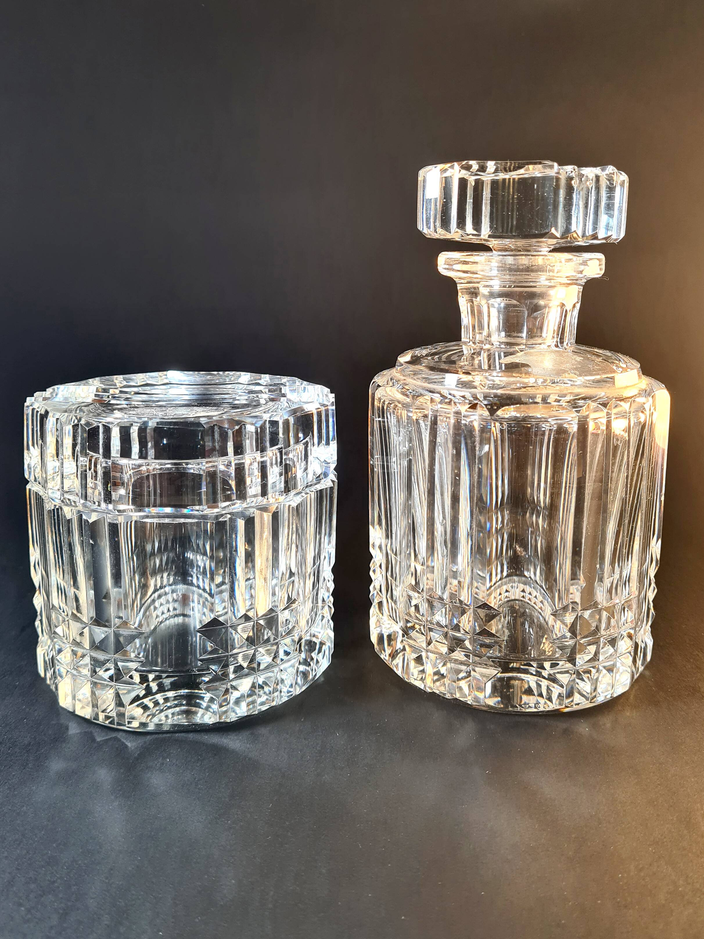 Crystal carafe and ice bucket from Val Saint Lambert – Elegance for the bar.