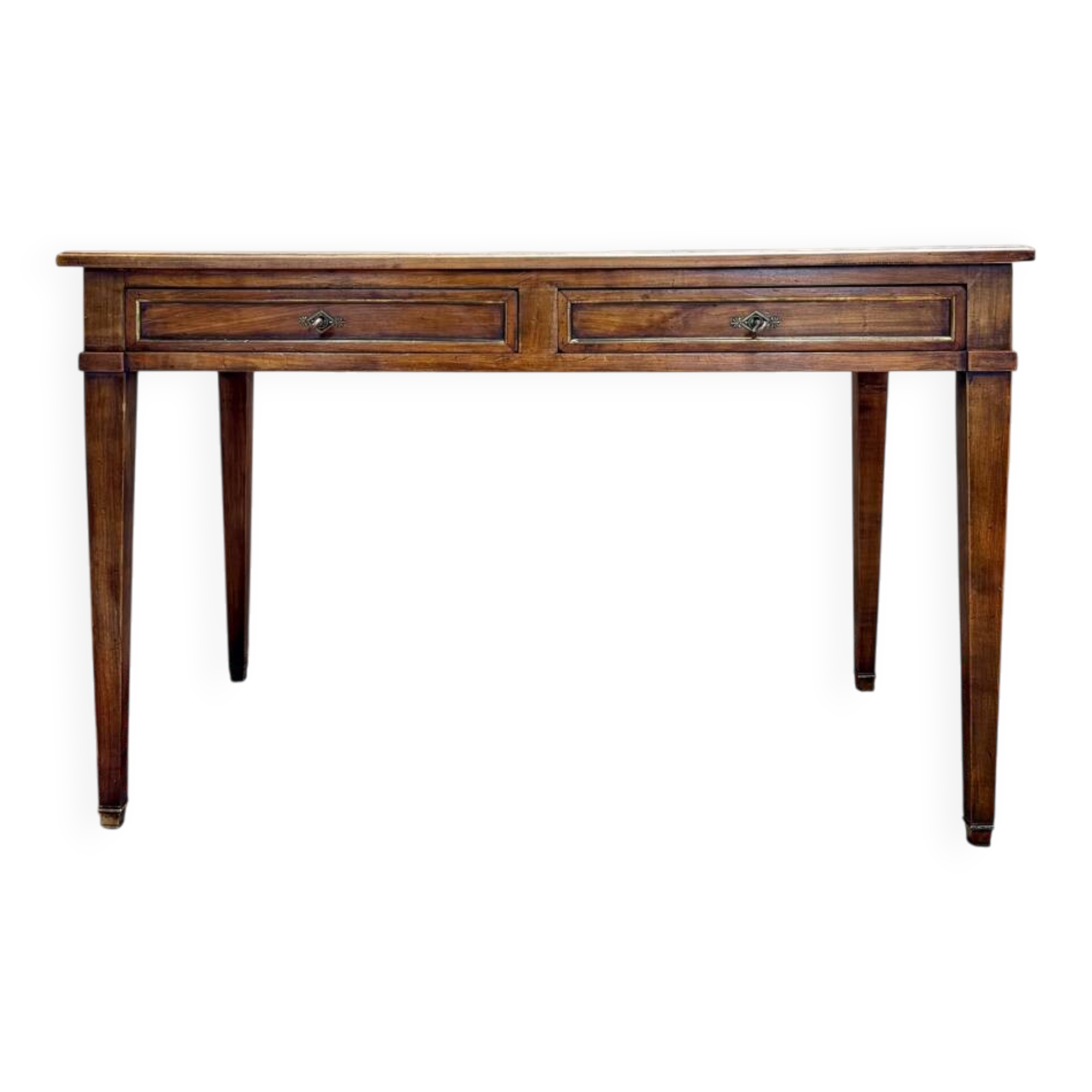 Bureau plat en noyer de style Louis XVI XIX eme siècle