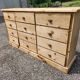 Antique fir wood workshop cabinet with drawers