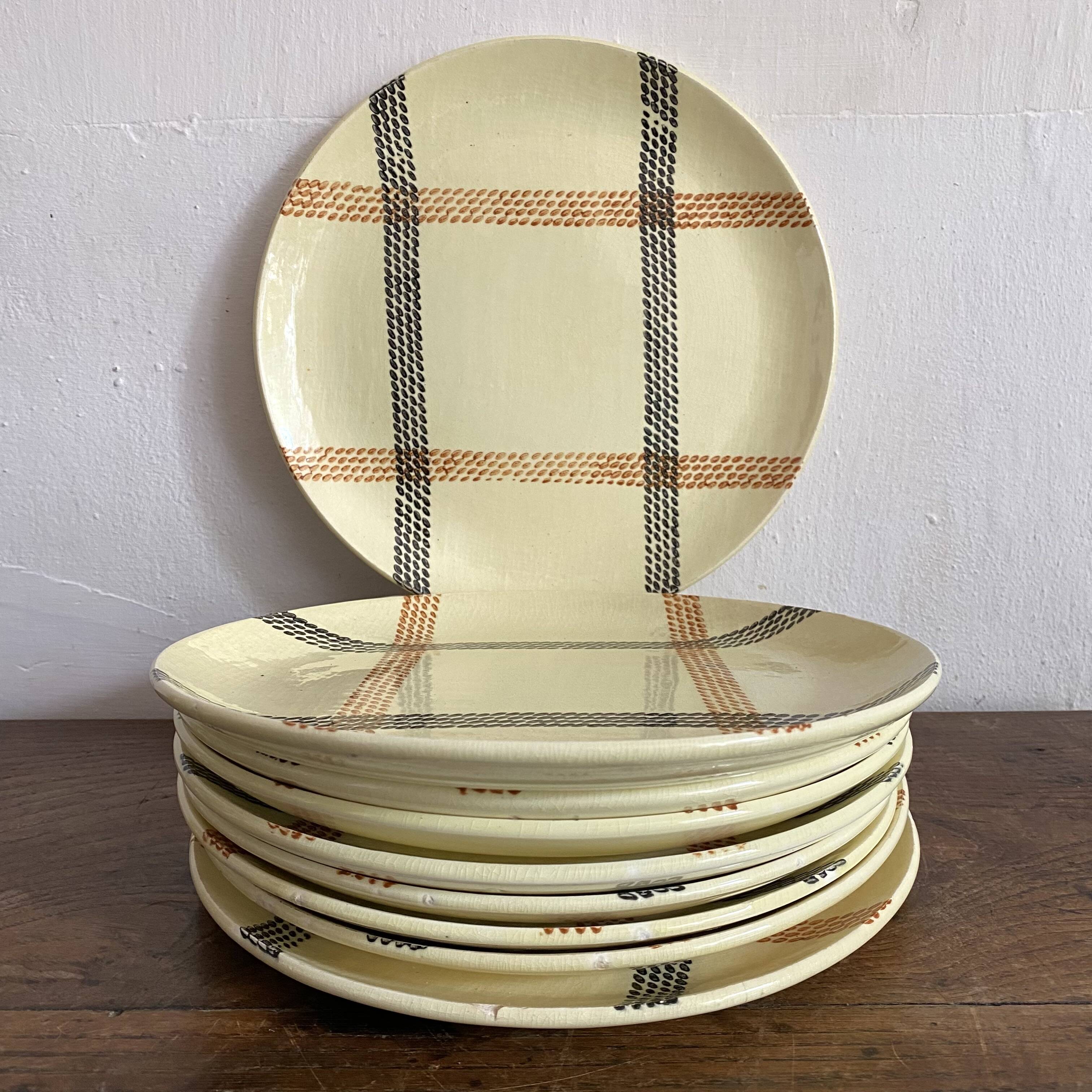 Salins France "rope" dinner plates, 1950s