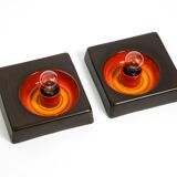 Two beautiful original 1970s Space Age ceramic wall lamps